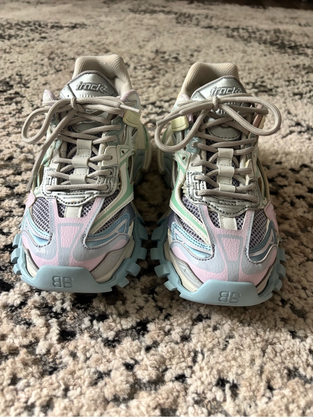 Balenciaga Women's Track Sneakers in Pastel Pink, Blue, Mint & Cream